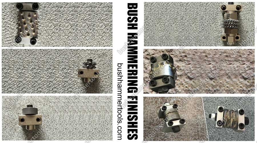 The bush hammering finishes by different carbide tools