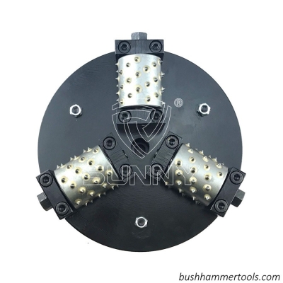 M14 Connection 3 Rollers 200mm Double Layer Type Rotary Bush Hammer Plate From China