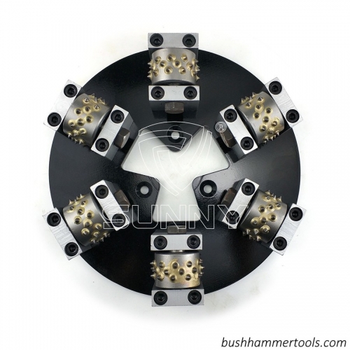 270mm HTC Ravager 6 Rollers Rotary Bush Hammer Plate For Concrete Floor Grinding