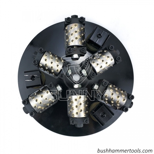 Premium 6 Rollers 300mm Rotary Bush Hammer Plate For Creating Litchi Surfaces