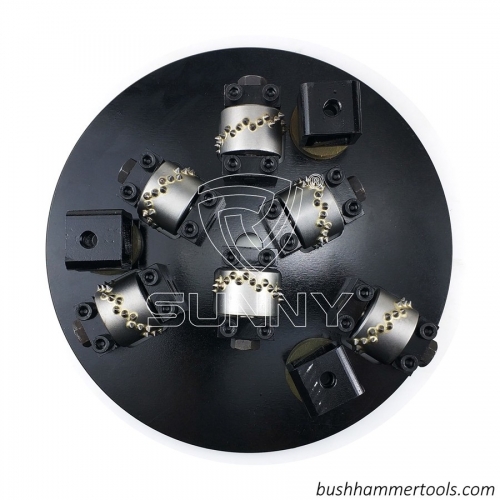 Special Designed 6 Rollers 300mm Bush Hammer Plate For Texturing Granite Marble Stones