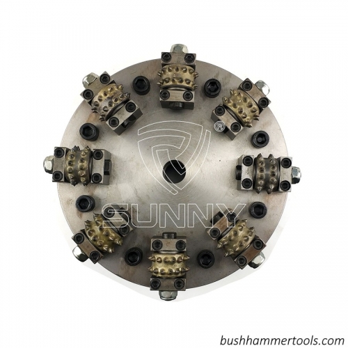 Customized Connection 250mm Double Layer Rotary Bush Hammer Plate With 8 Rollers