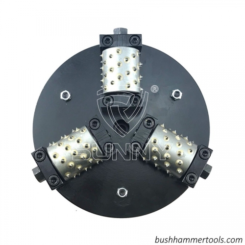 M14 Connection 3 Rollers 200mm Double Layer Type Rotary Bush Hammer Plate From China