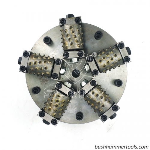 Sunny 5 Rollers 250mm Double Layers Rotary Bush Hammer Plate For Sale